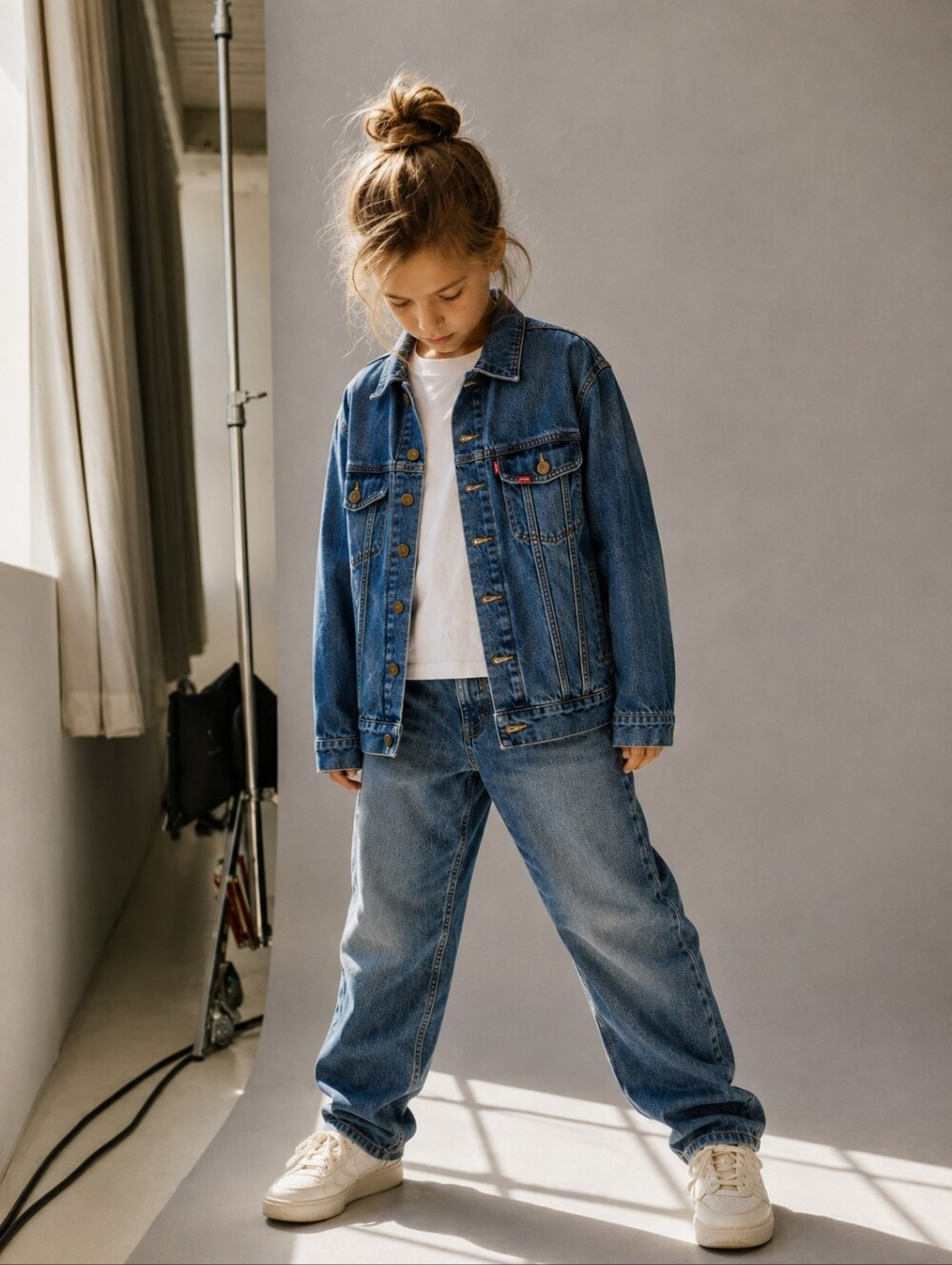 Vintage Lee For Girls Denim Jacket Size 8-9 80s Made USA Trucker Jean Coat